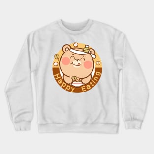 Cartoon Bear Chows Down on Yummy Food Crewneck Sweatshirt